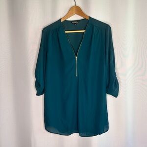 GEORGE Women’s Oversized Blouse With Gold Zipper And 3/4 Sleeves